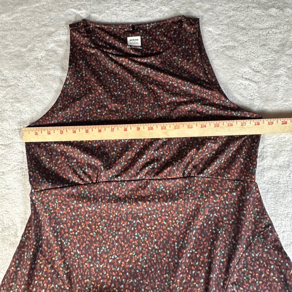 prAna Emerald Lake Dress Women XL Brown Multi-Color Abstract Dot Sleeveless - Picture 5 of 9